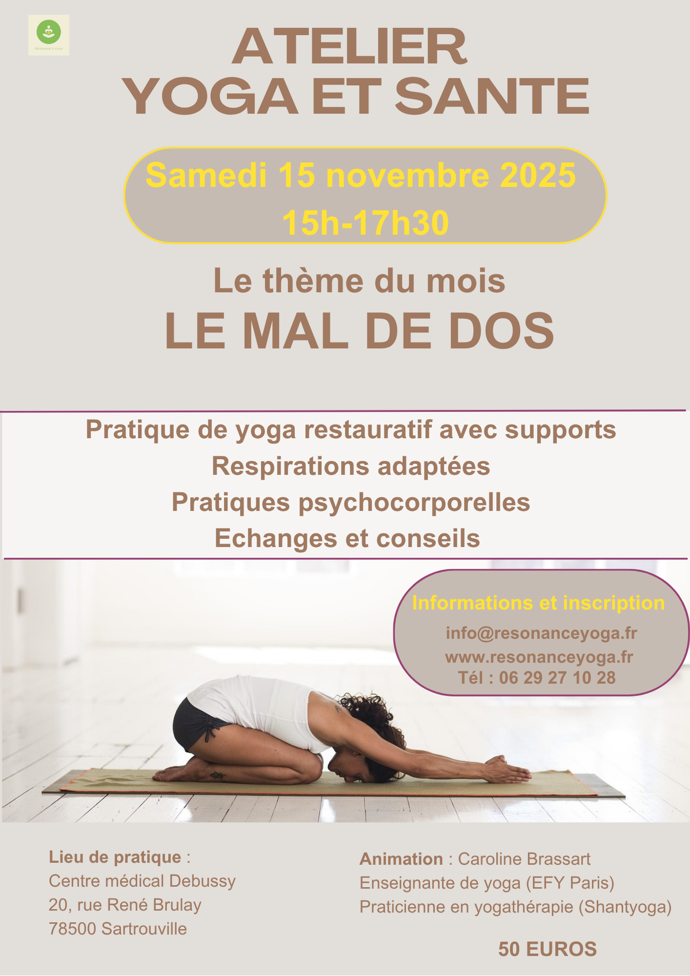 Atelier Yoga et santé 15 nov 2025